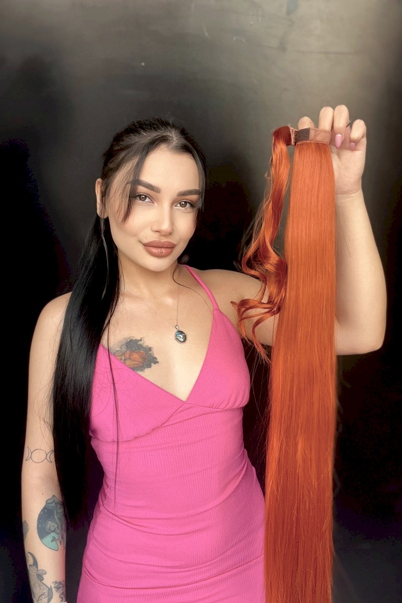 Cırtcırt Bağcıklı Tak çık Düz uzun at kuyruğu Bakır