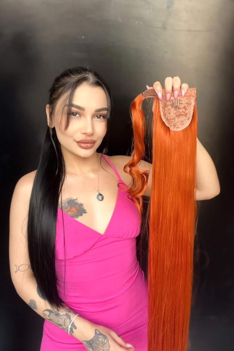 Cırtcırt Bağcıklı Tak çık Düz uzun at kuyruğu Bakır