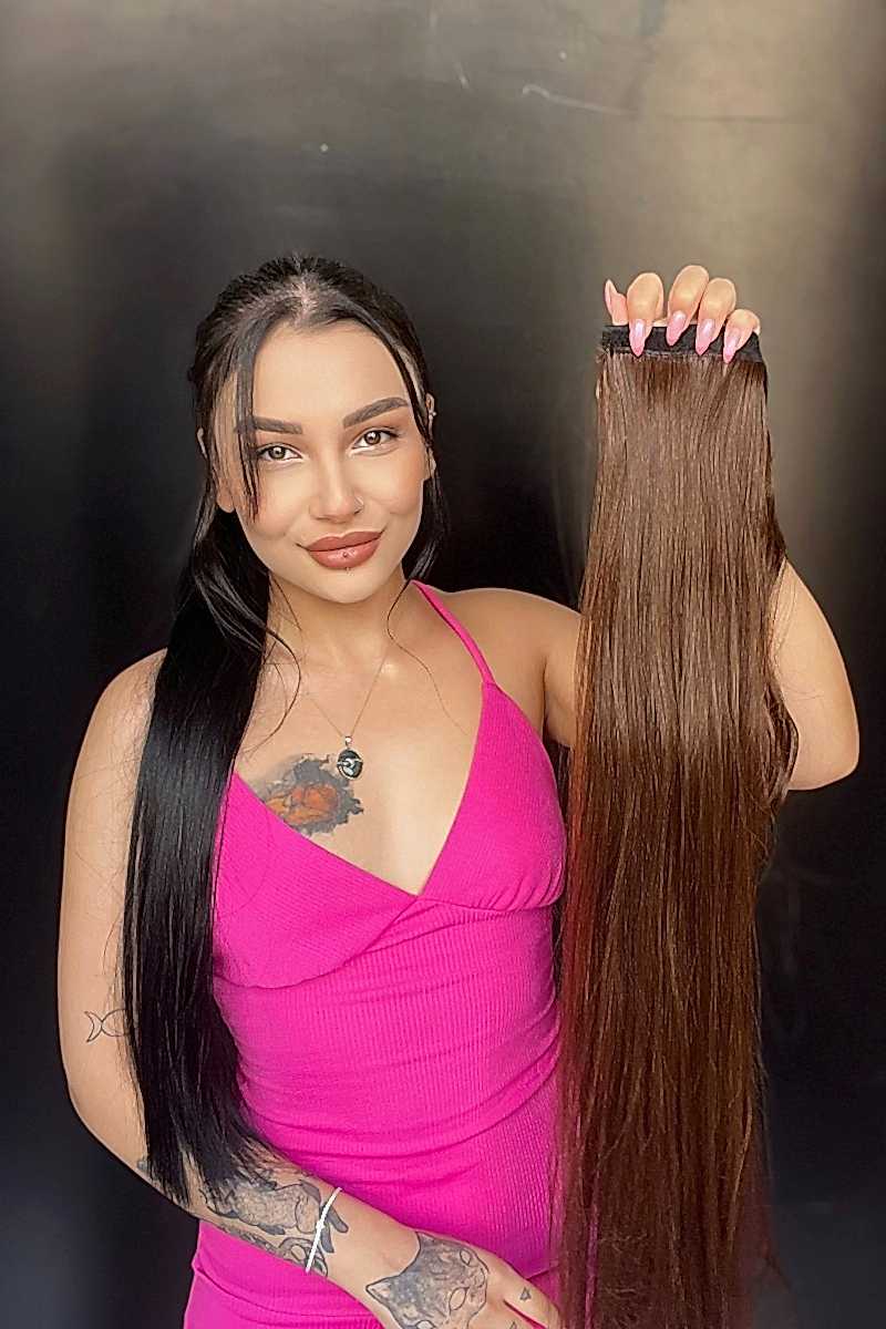 Cırtcırt Bağcıklı Tak çık Düz uzun at kuyruğu Kahverengi