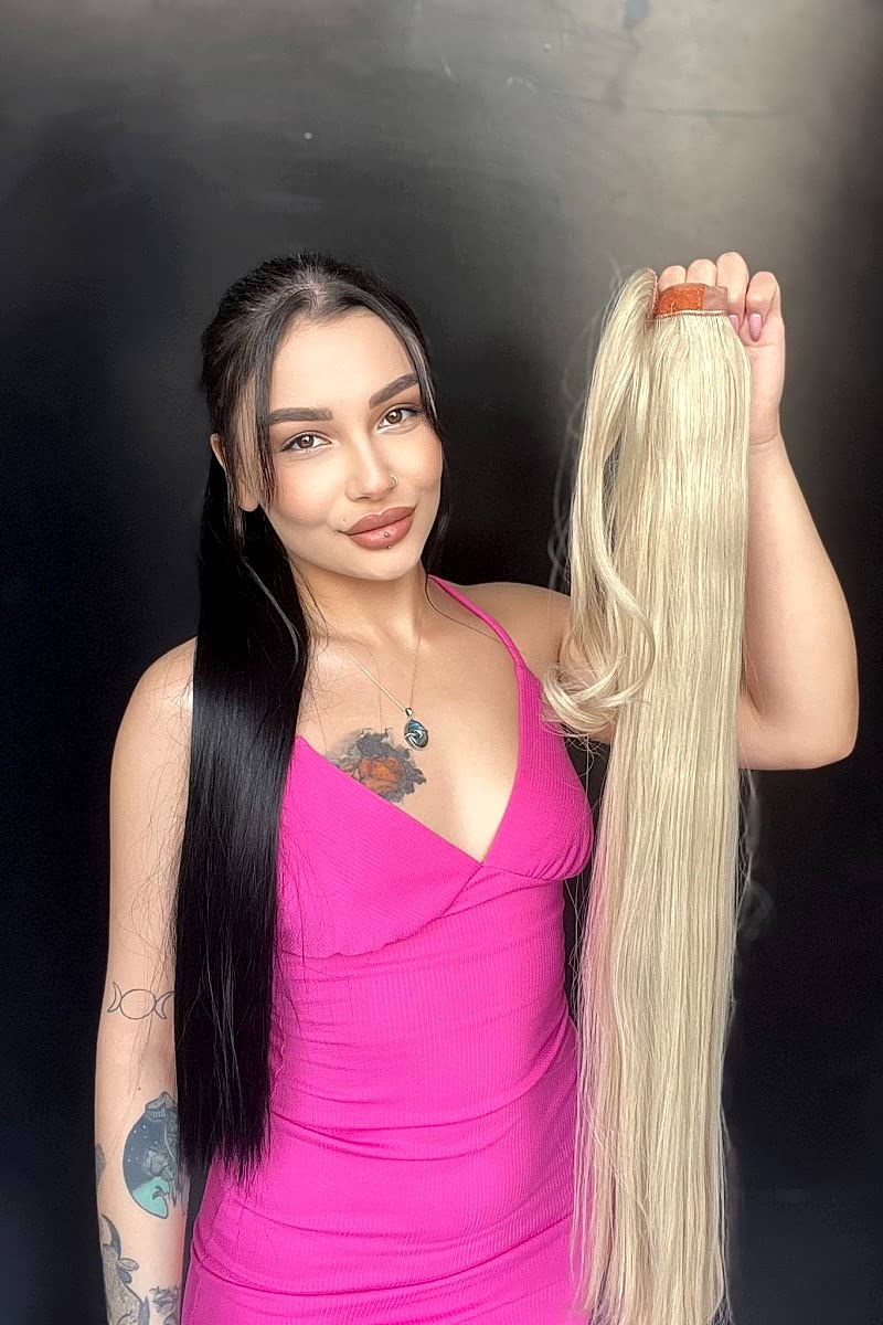 Cırtcırt Bağcıklı Tak çık Düz uzun at kuyruğu küllü sarı