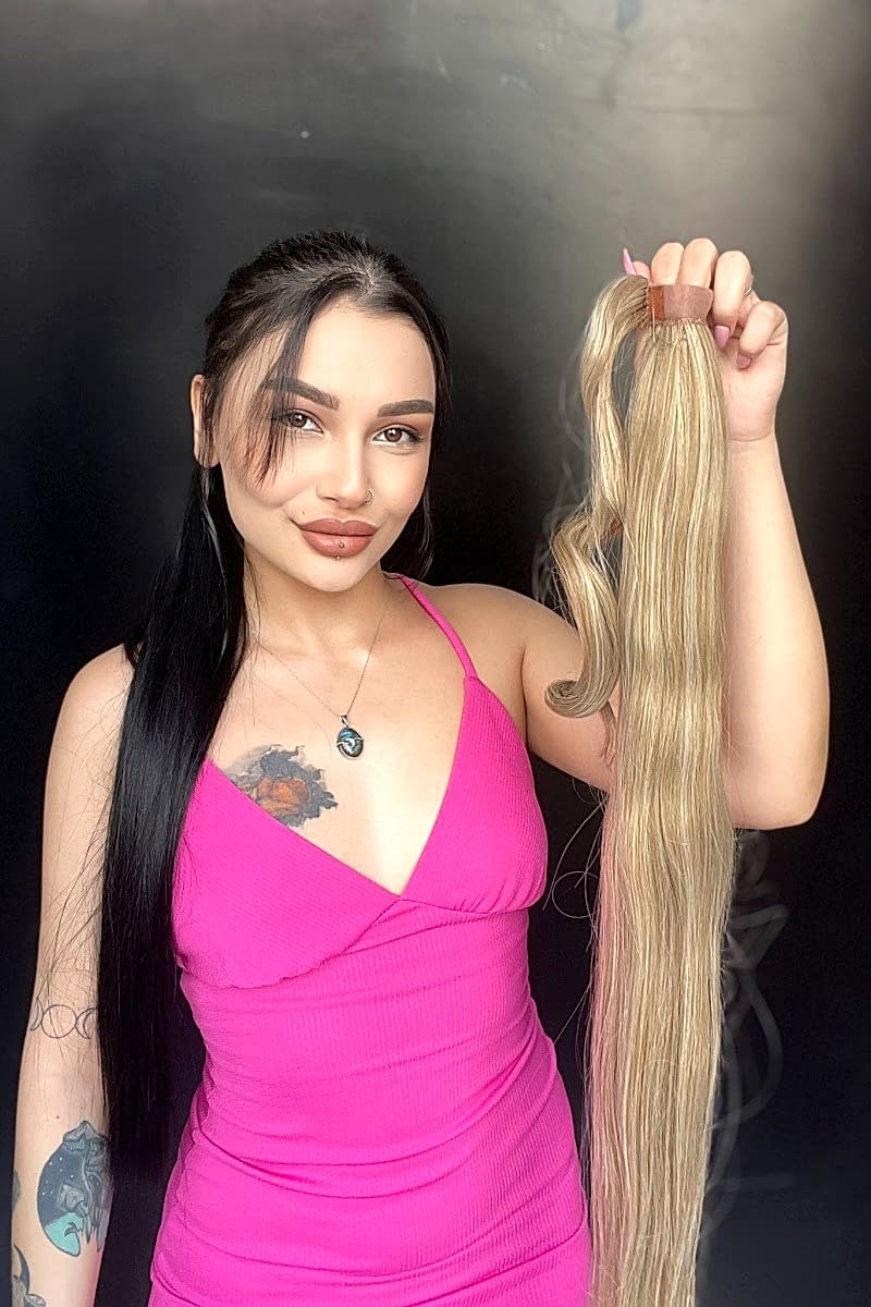 Cırtcırt Bağcıklı Tak çık Düz uzun at kuyruğu Sarı ışıltılı