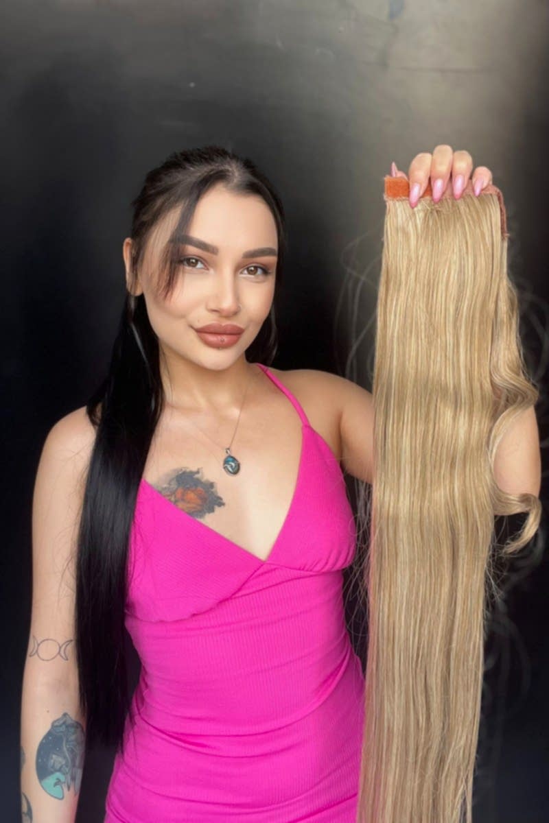 Cırtcırt Bağcıklı Tak çık Düz uzun at kuyruğu Sarı ışıltılı