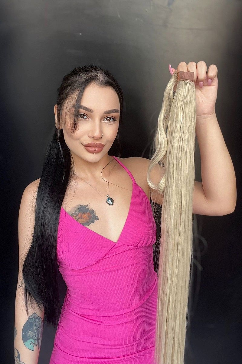 Cırtcırt Bağcıklı Tak çık Düz uzun at kuyruğu Soğuk sarı