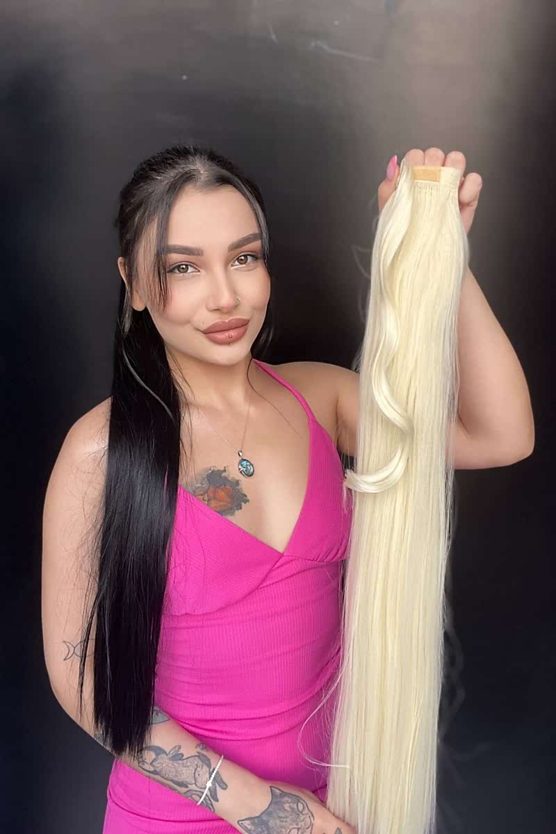 Cırtcırt Bağcıklı Tak çık Düz uzun at kuyruğu Doğal sarı