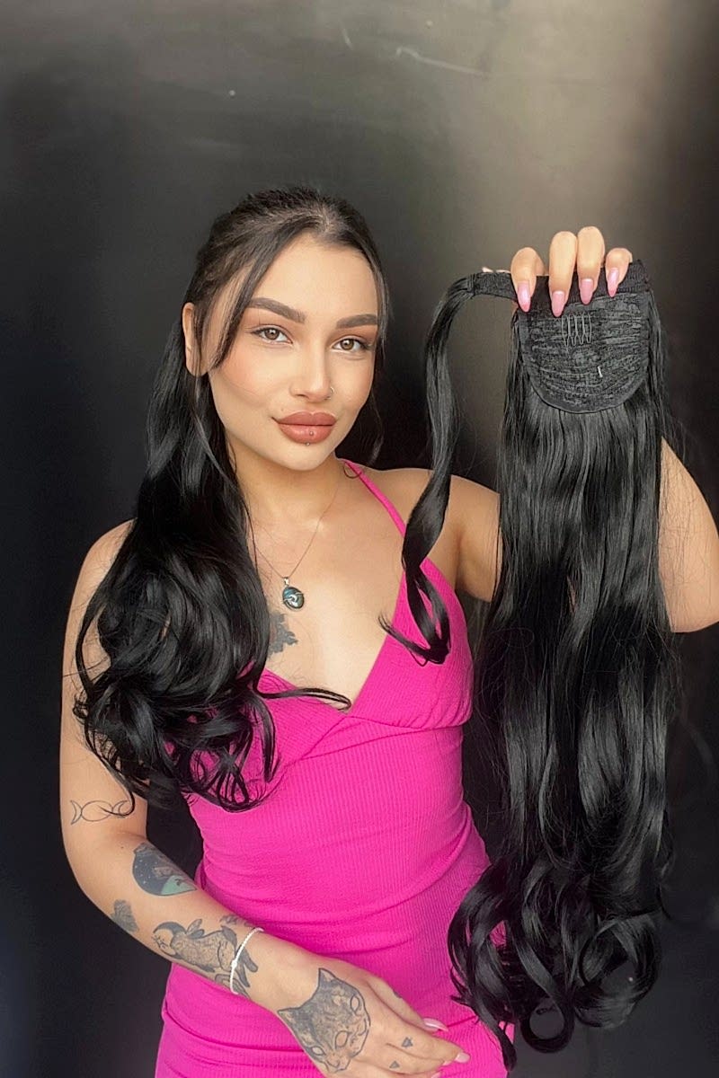 Cırcırtlı Bağcıklı At Kuyruğu Tak çık Siyah