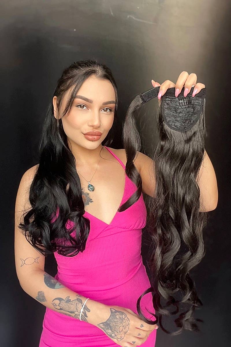 Cırcırtlı Bağcıklı At Kuyruğu Tak çık Doğal kestane