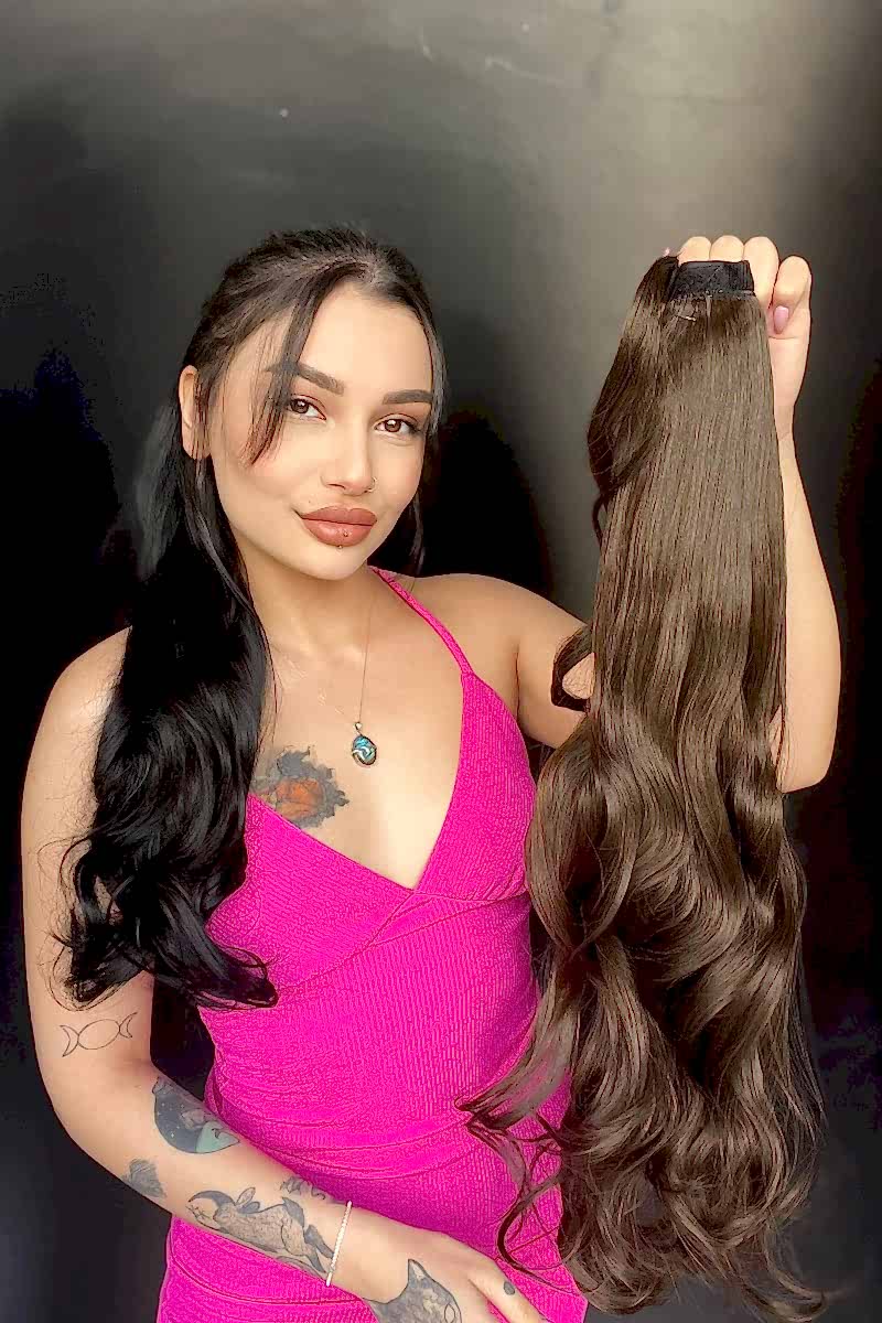 Cırcırtlı Bağcıklı At Kuyruğu Tak çık Koyu kumral