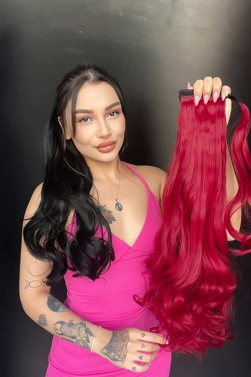 Cırcırtlı Bağcıklı At Kuyruğu Tak çık Ateş kızılı