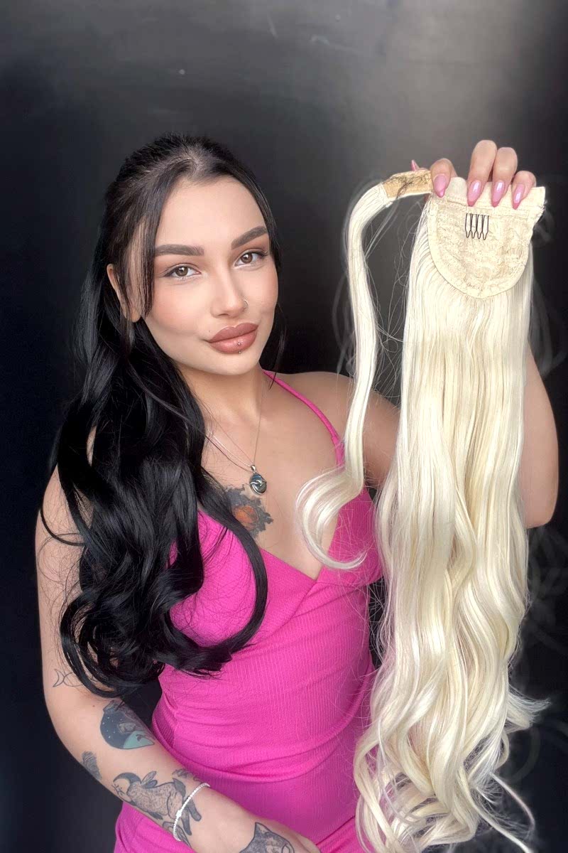 Cırcırtlı Bağcıklı At Kuyruğu Tak çık Doğal sarı