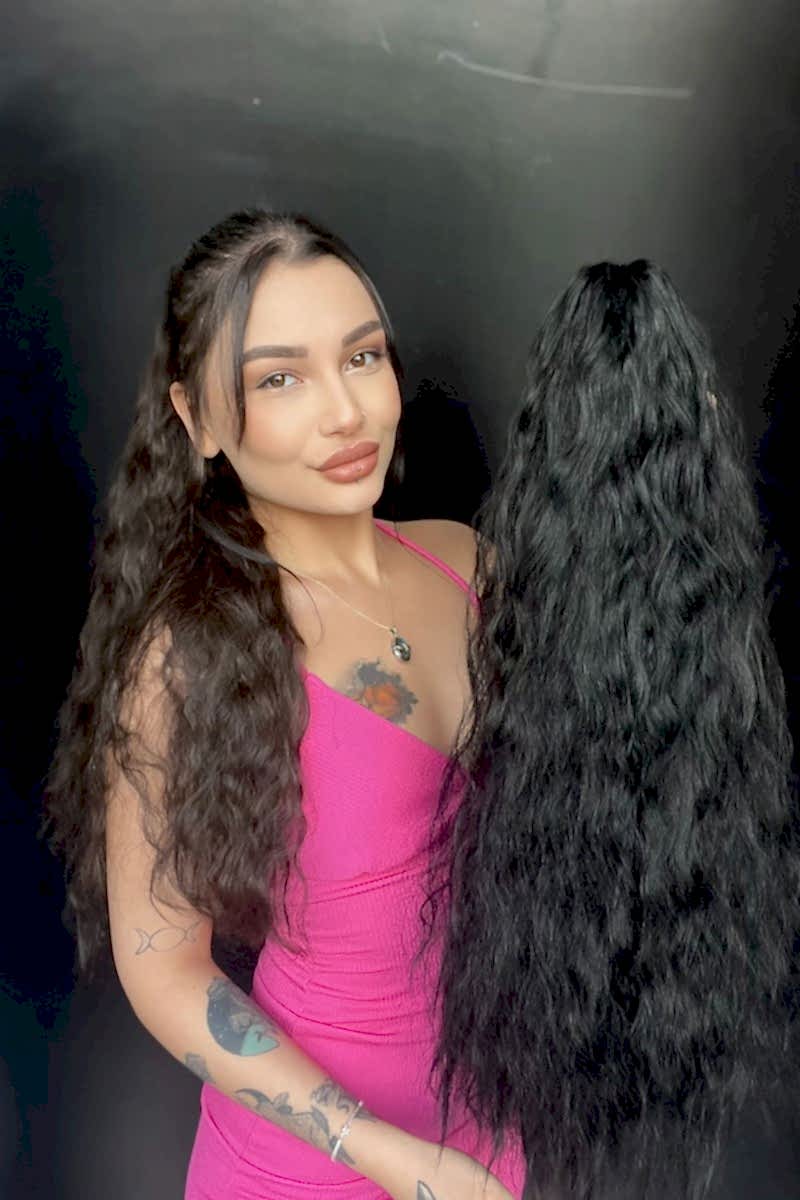 Afro Kıvırcık Postiş At kuyruğu mandalllı Siyah