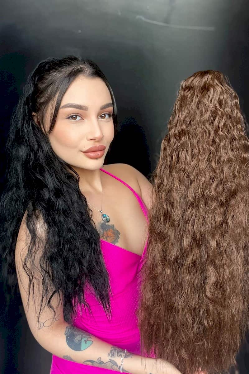 Afro Kıvırcık Postiş At kuyruğu mandalllı Kahverengi