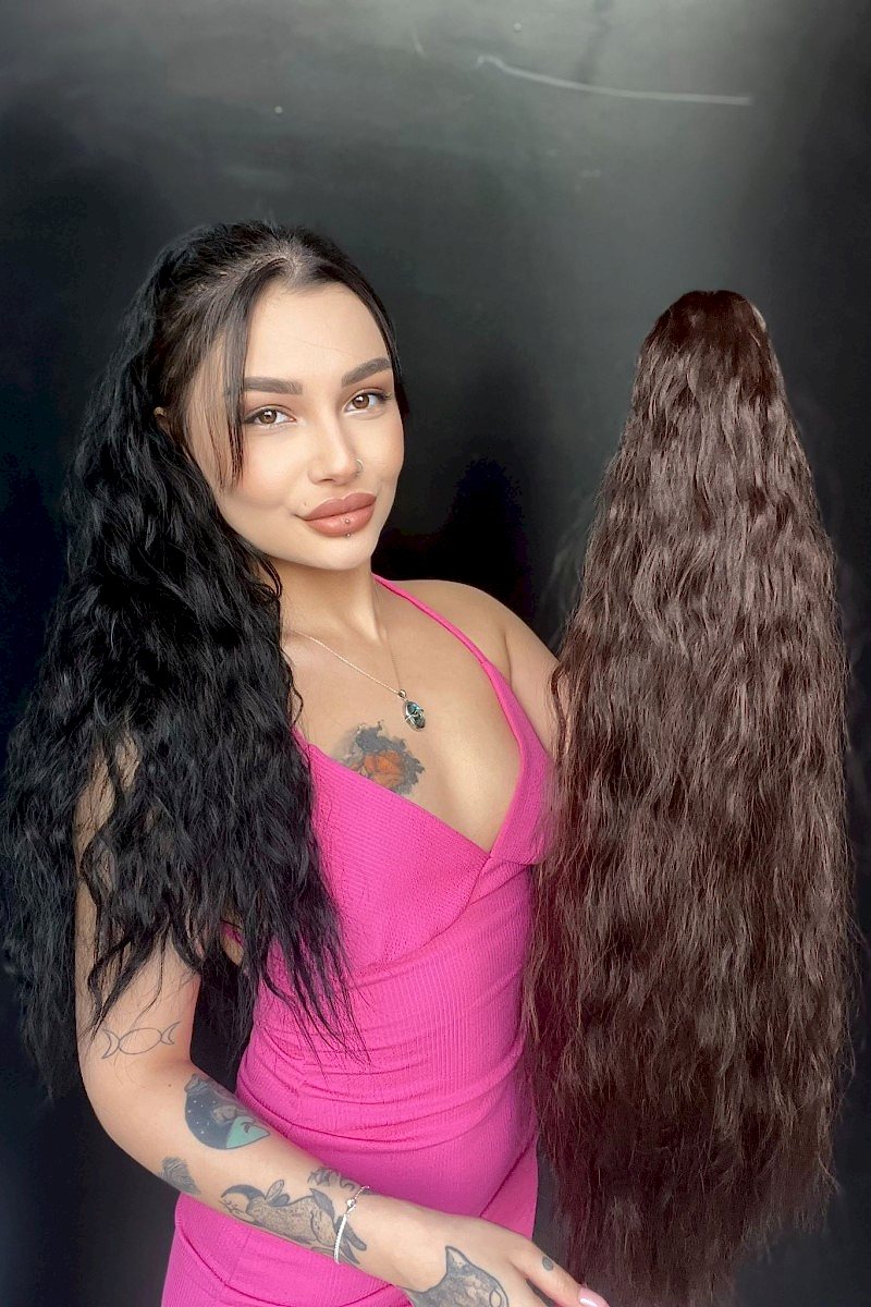 Afro Kıvırcık Postiş At kuyruğu mandalllı Sıcak kahve