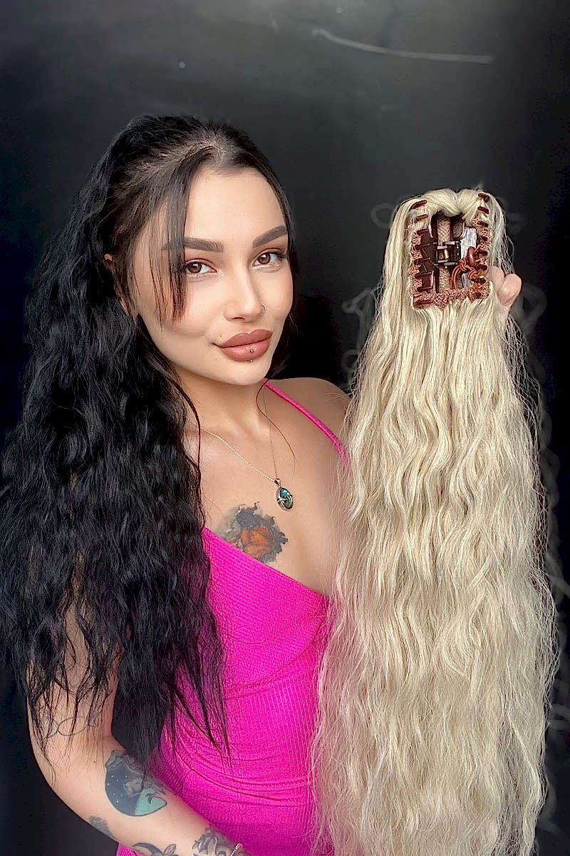 Afro Kıvırcık Postiş At kuyruğu mandalllı Küllü sarı