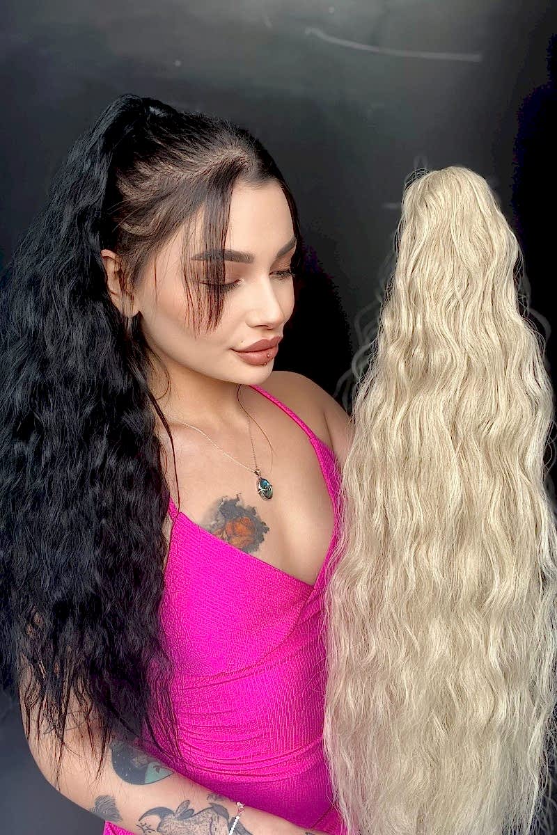 Afro Kıvırcık Postiş At kuyruğu mandalllı Küllü sarı