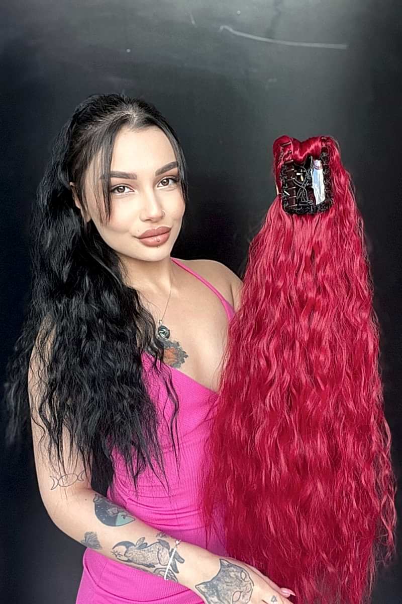 Afro Kıvırcık Postiş At kuyruğu mandalllı Ateş Kızılı