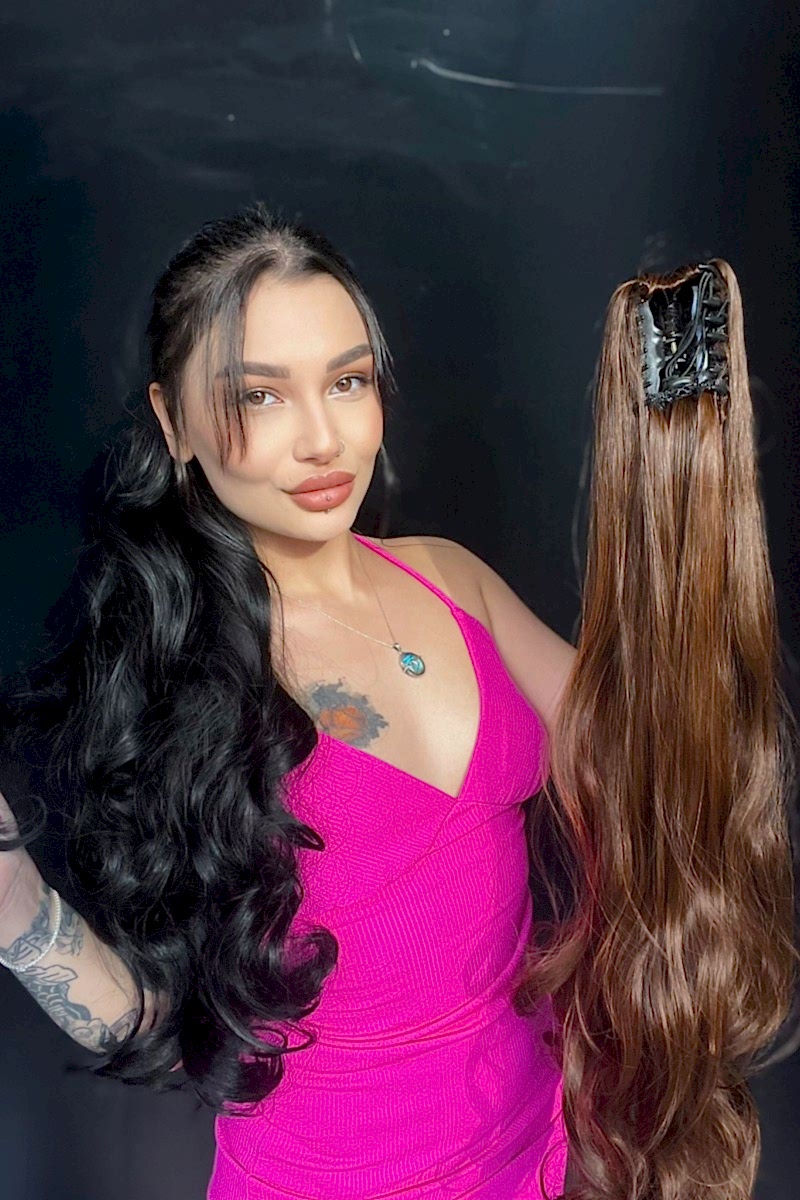 80 cm Ekstra Uzun At kuyruğu Tokalı Postiş Kahverengi