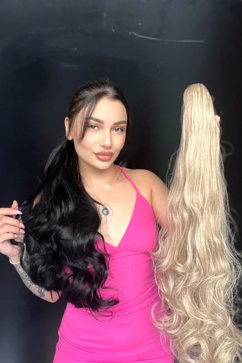 80 cm Ekstra Uzun At kuyruğu Tokalı Postiş Işıltılı Sarı