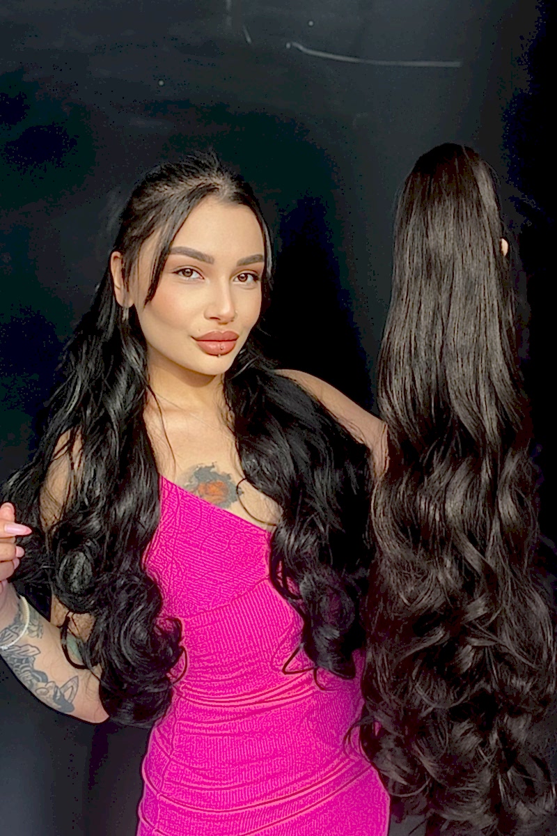 80 cm Ekstra Uzun At kuyruğu Tokalı Postiş Doğal kestane