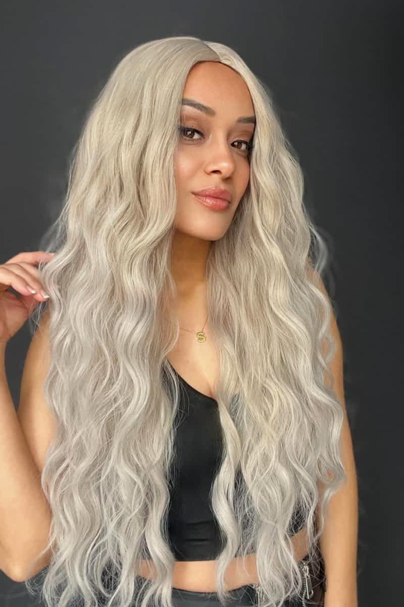 Uzun Doğal Su dalgalı Perçemsiz Tepesi Baş derisi görünümlü Yeni sezon