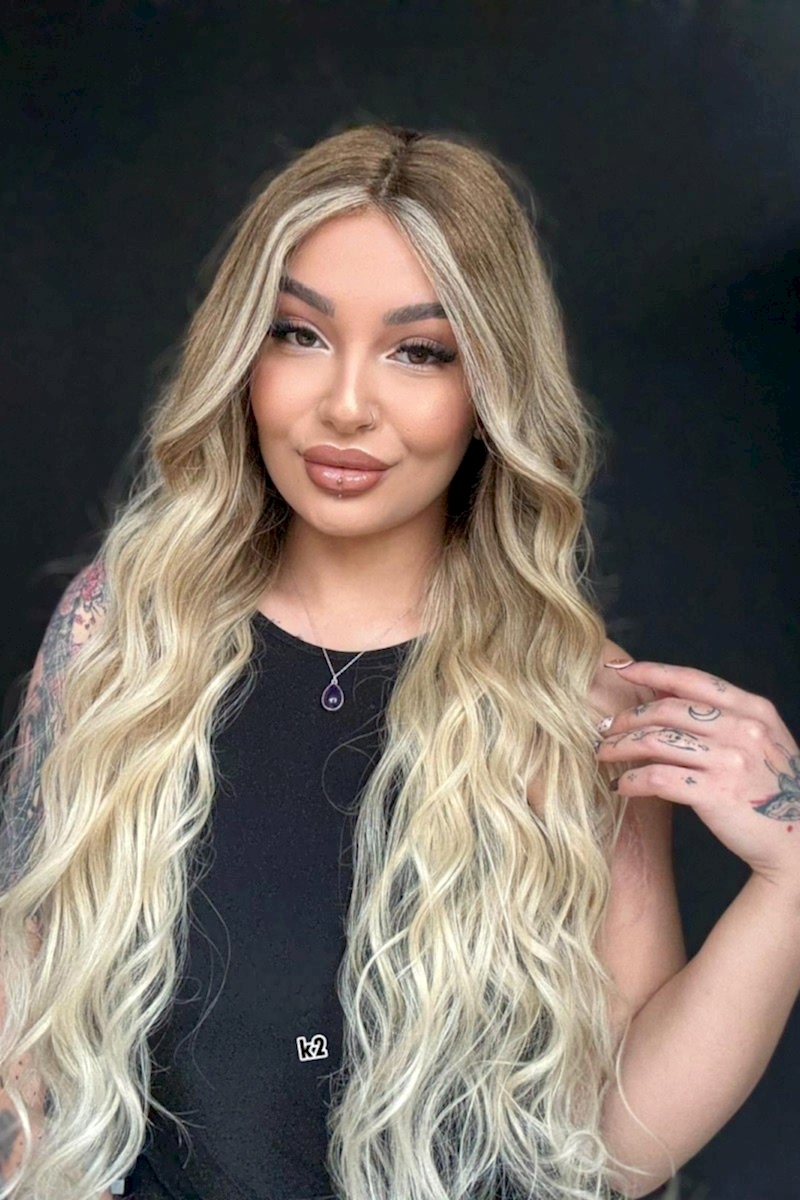 Platin Ombreli Tül peruk- Özel renklendirme -Soldan sağa tam tül- Hayalet peruk