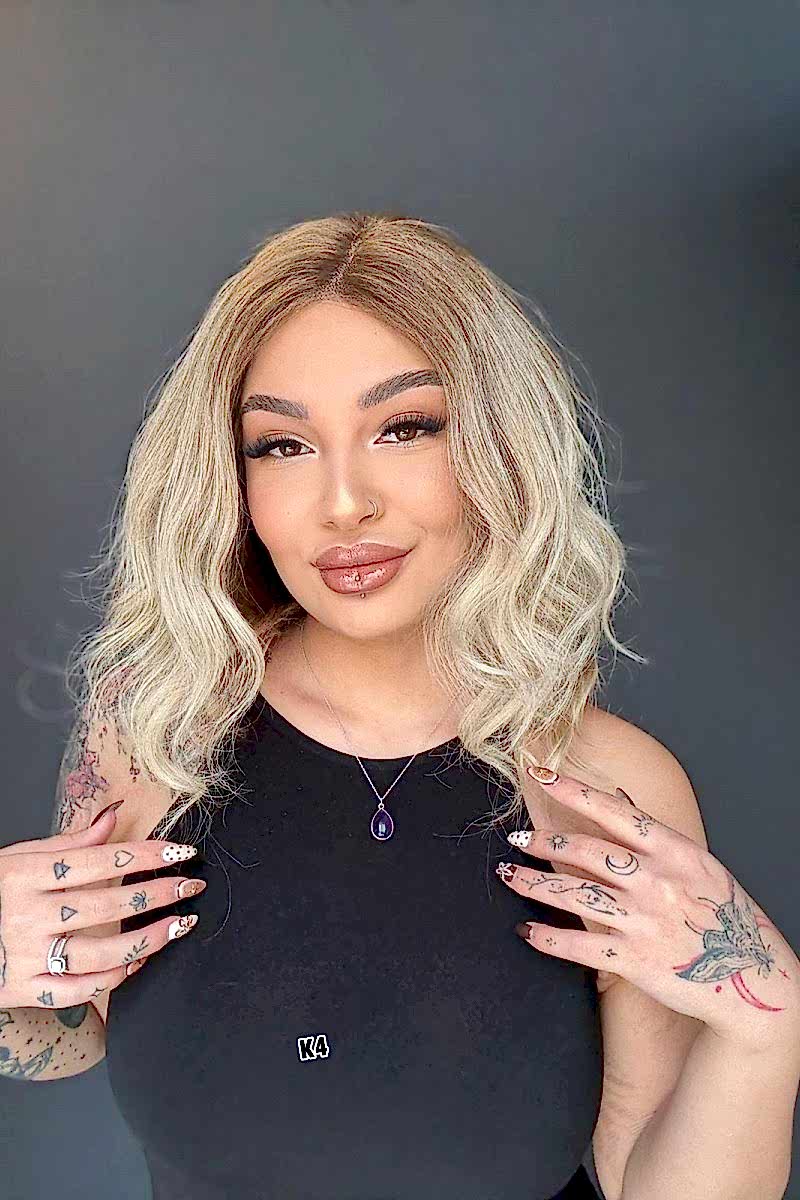 Platin Ombreli Tül peruk- Özel renklendirme -Soldan sağa tam tül- Hayalet peruk