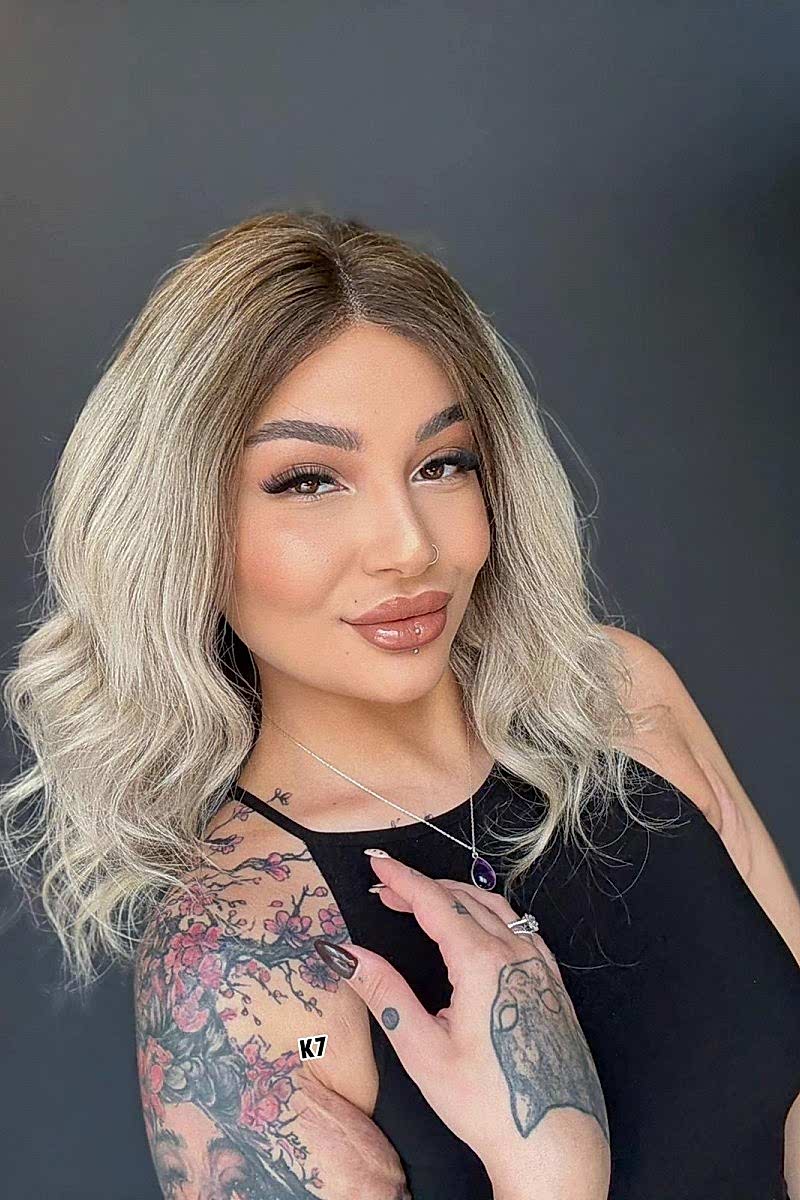 Platin Ombreli Tül peruk- Özel renklendirme -Soldan sağa tam tül- Hayalet peruk