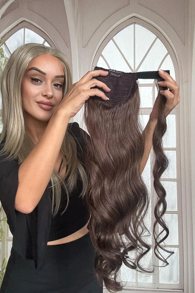 Gerçek Saç At kuyruğu-Bağcıklı Cırtcıtlı Orjinal saç