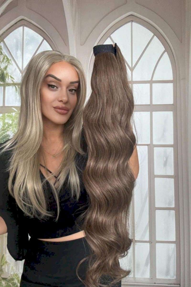 Gerçek Saç At kuyruğu-Bağcıklı Cırtcıtlı Orjinal saç