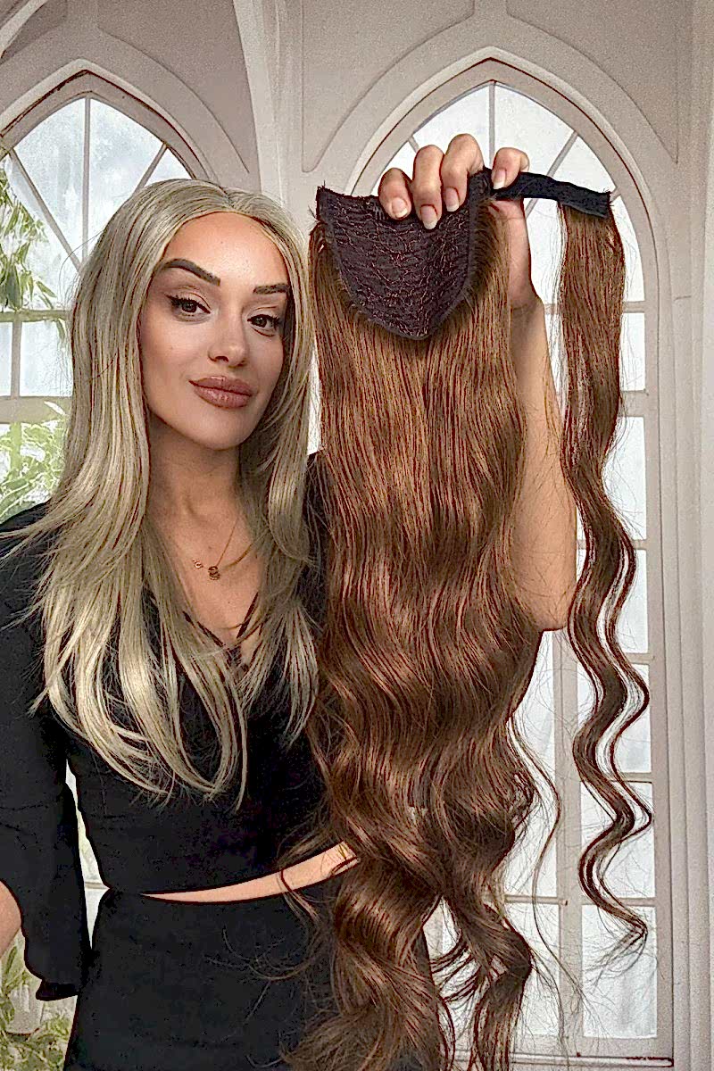 Gerçek Saç At kuyruğu-Bağcıklı Cırtcıtlı Orjinal saç