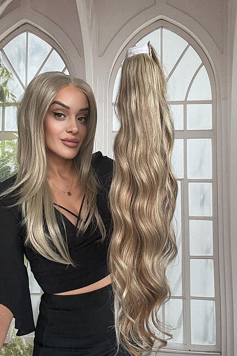 Gerçek Saç At kuyruğu-Bağcıklı Cırtcıtlı Orjinal saç