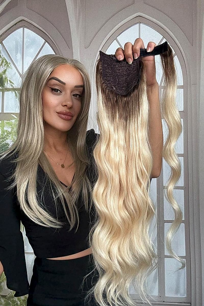 Gerçek Saç At kuyruğu-Bağcıklı Cırtcıtlı Orjinal saç