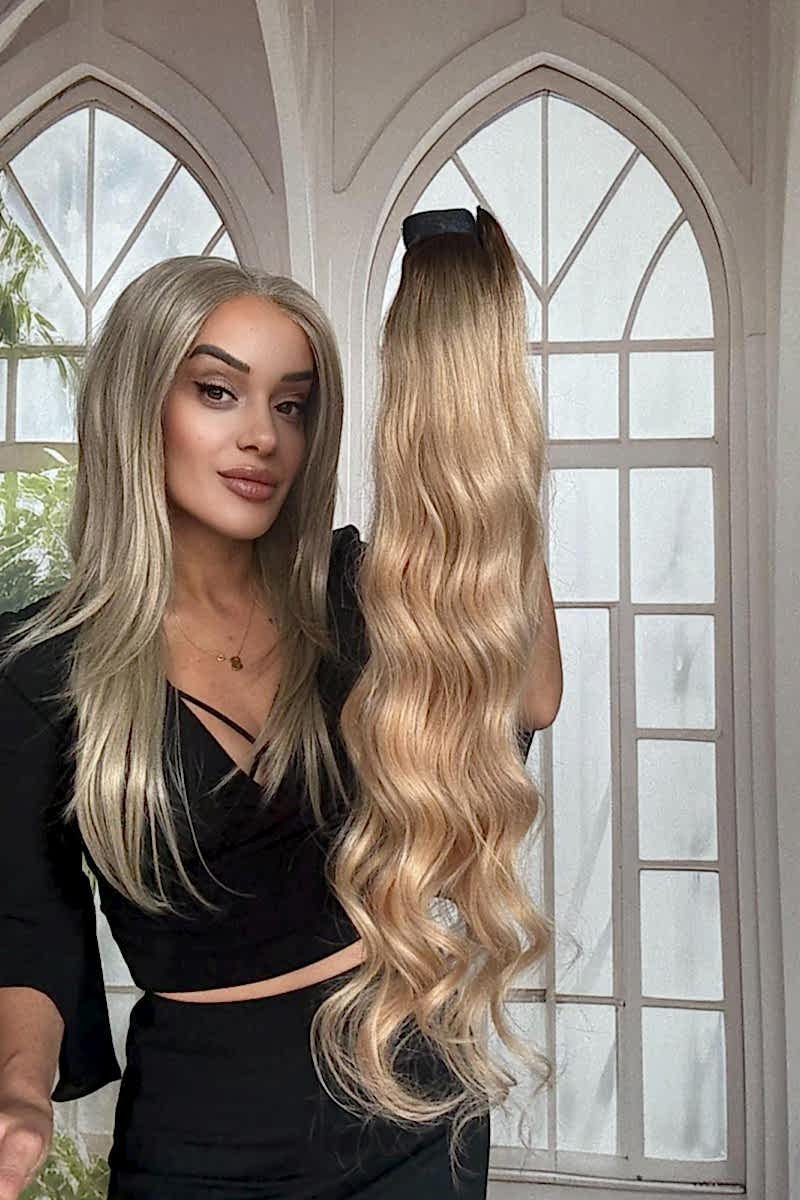 Gerçek Saç At kuyruğu-Bağcıklı Cırtcıtlı Orjinal saç