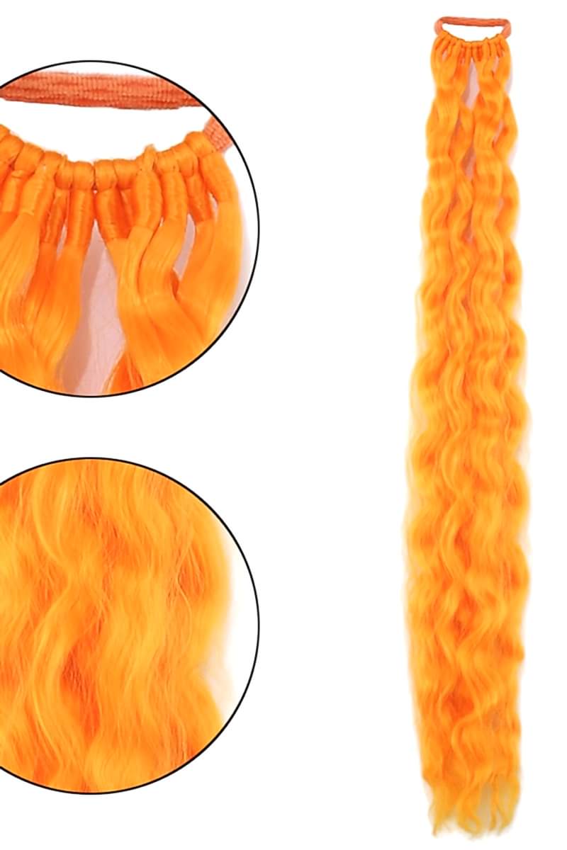 Lastikli Afro Kabarık Dalgalı At kuyruğu Turuncu