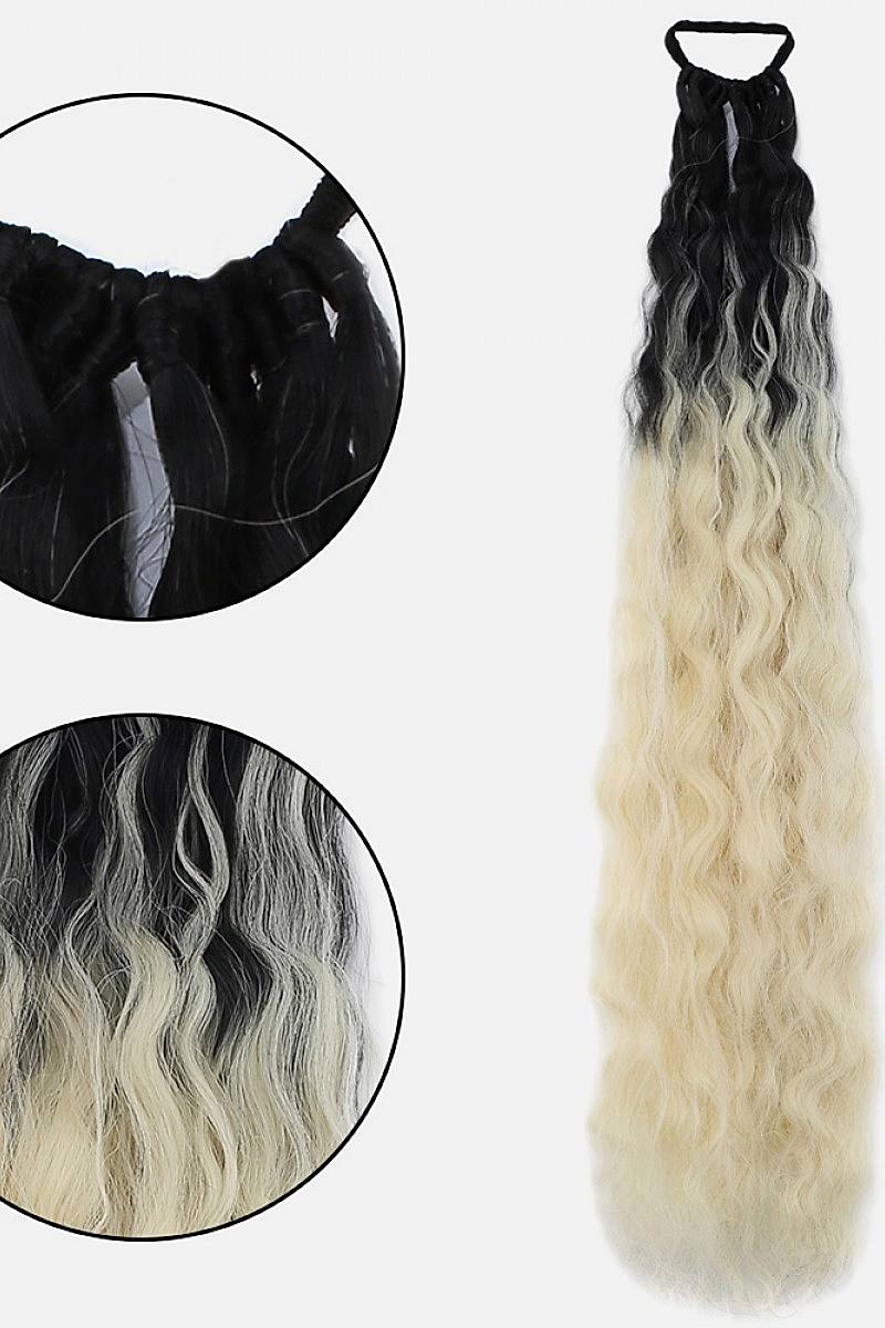 Lastikli Afro Kabarık Dalgalı At kuyruğu Siyah Platin