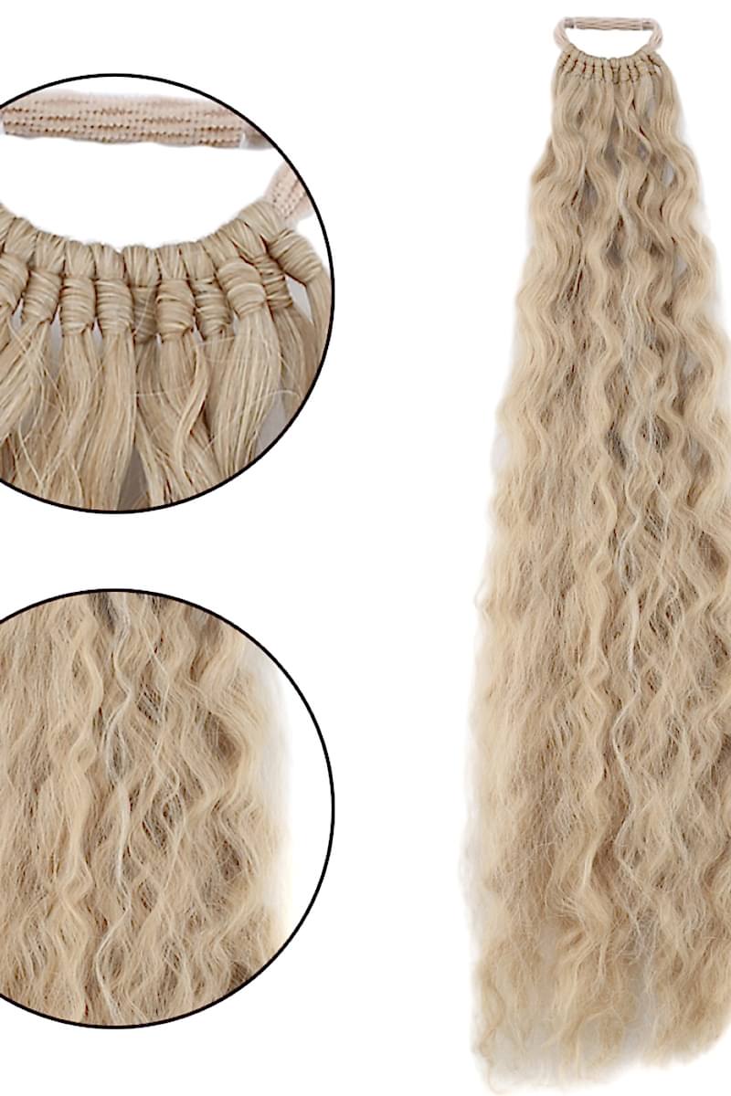 Lastikli Afro Kabarık Dalgalı At kuyruğu Küllü Sarı