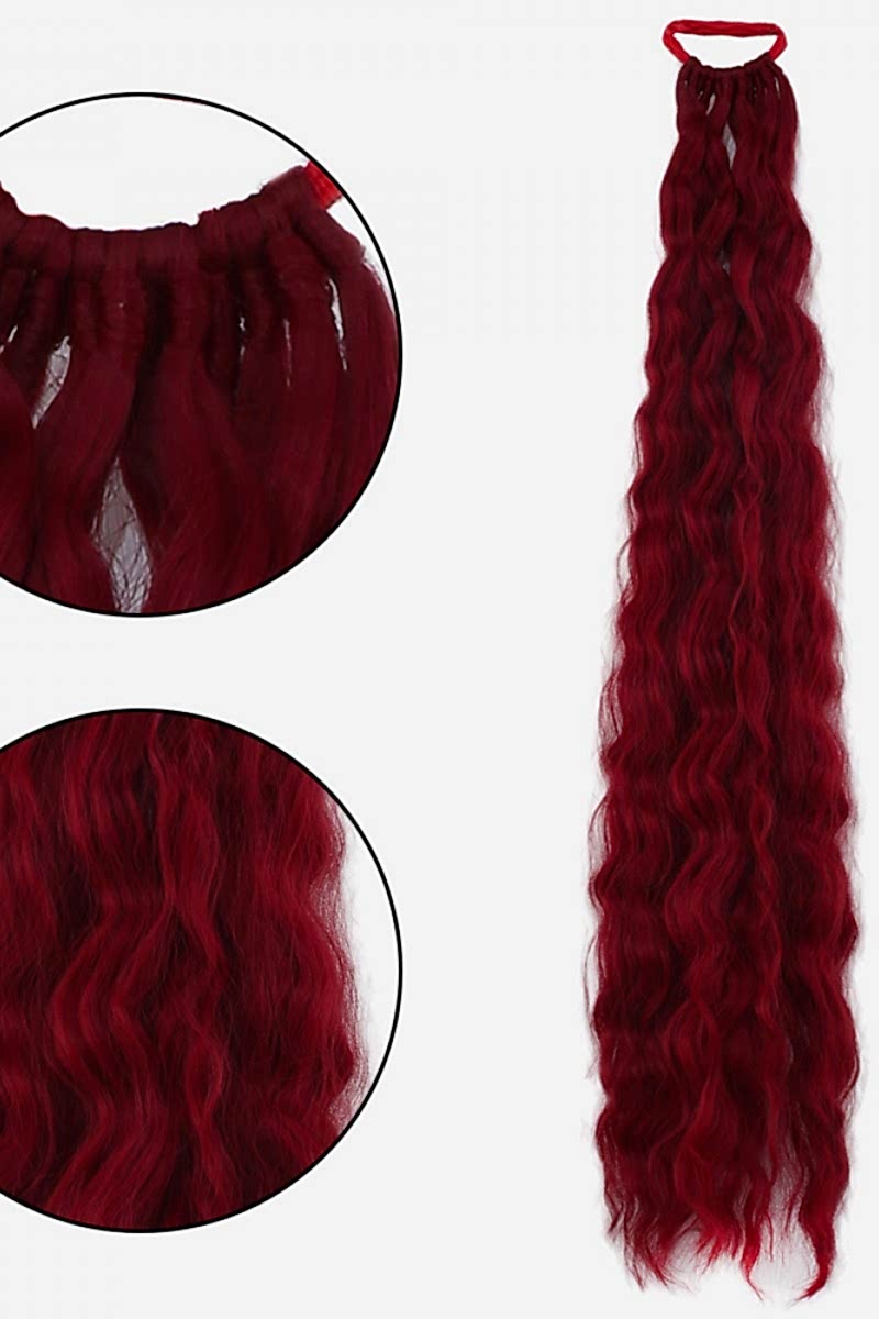 Lastikli Afro Kabarık Dalgalı At kuyruğu Kızıl