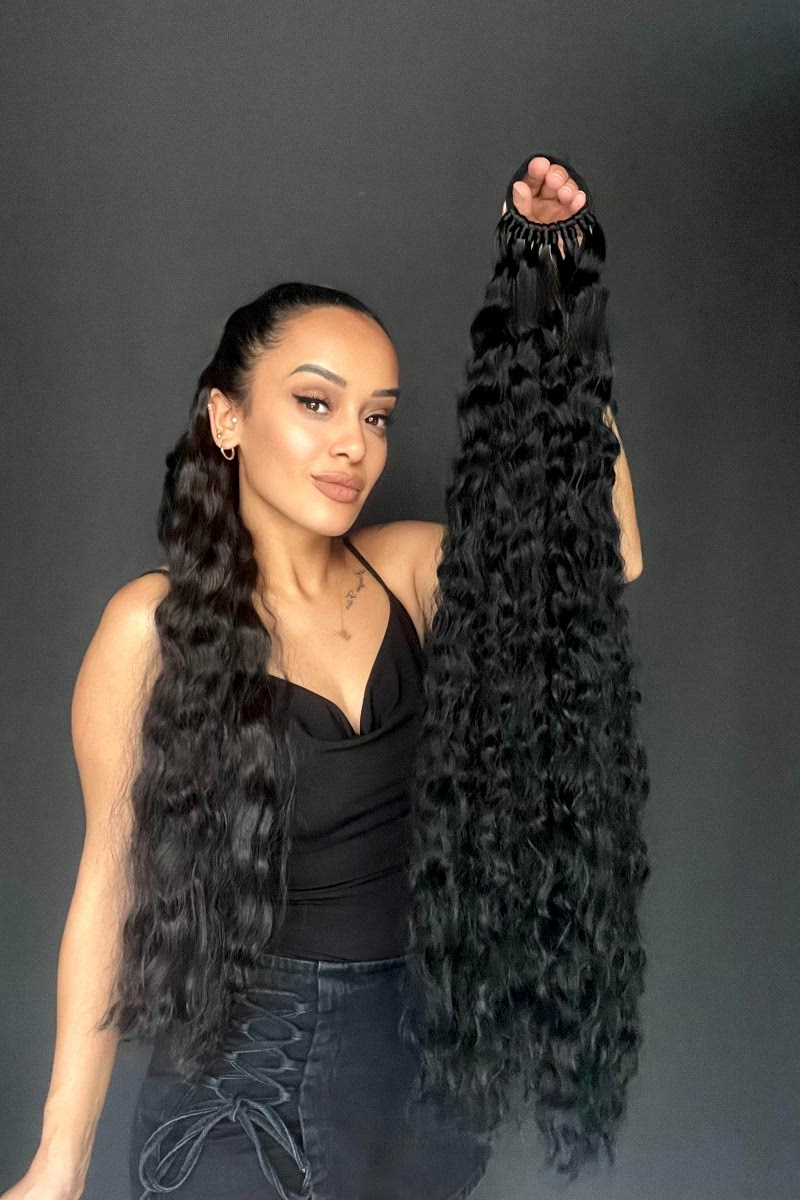 Lastikli Afro Kabarık Dalgalı At kuyruğu Siyah