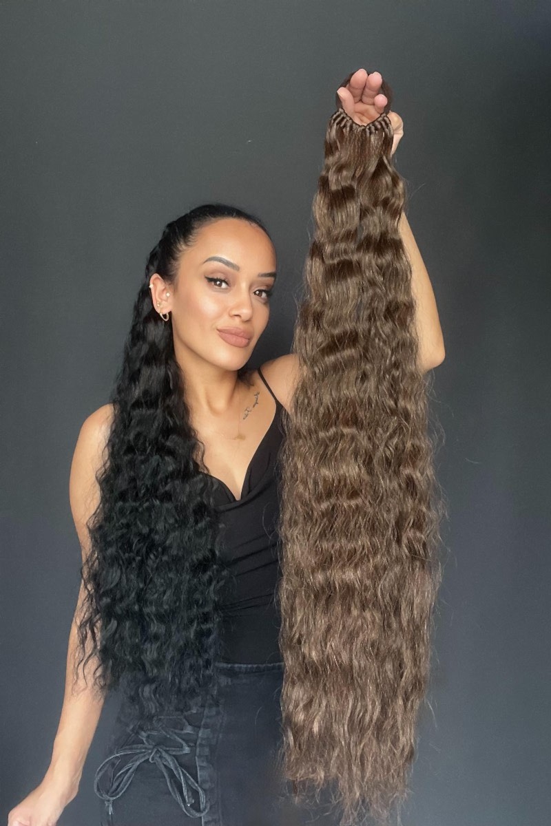 Lastikli Afro Kabarık Dalgalı At kuyruğu Gizemli Kahve