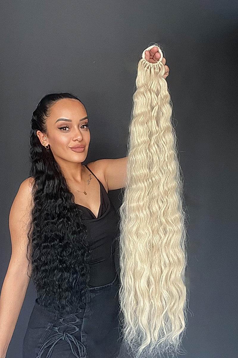 Lastikli Afro Kabarık Dalgalı At kuyruğu Rus Sarısı