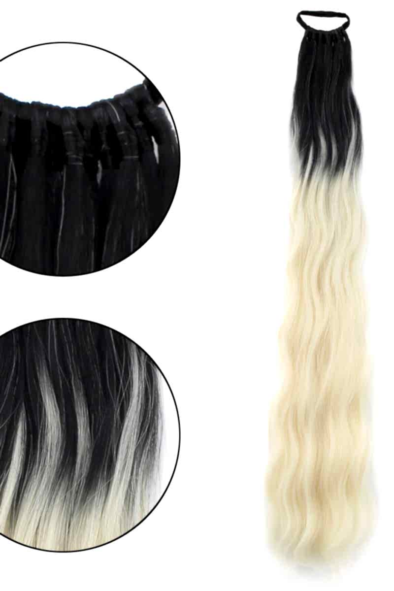 Lastikli Su Dalgalı At kuyruğu Siyah Platin