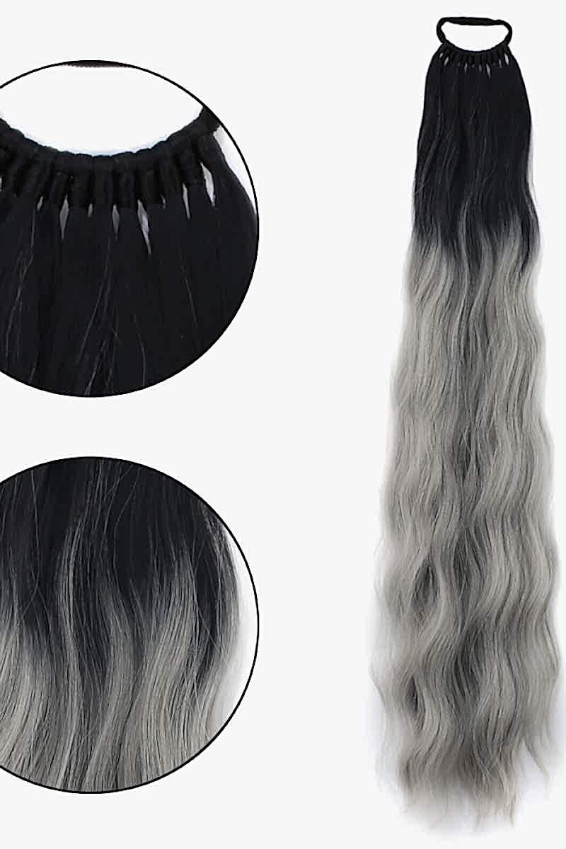 Lastikli Su Dalgalı At kuyruğu Siyah Gri