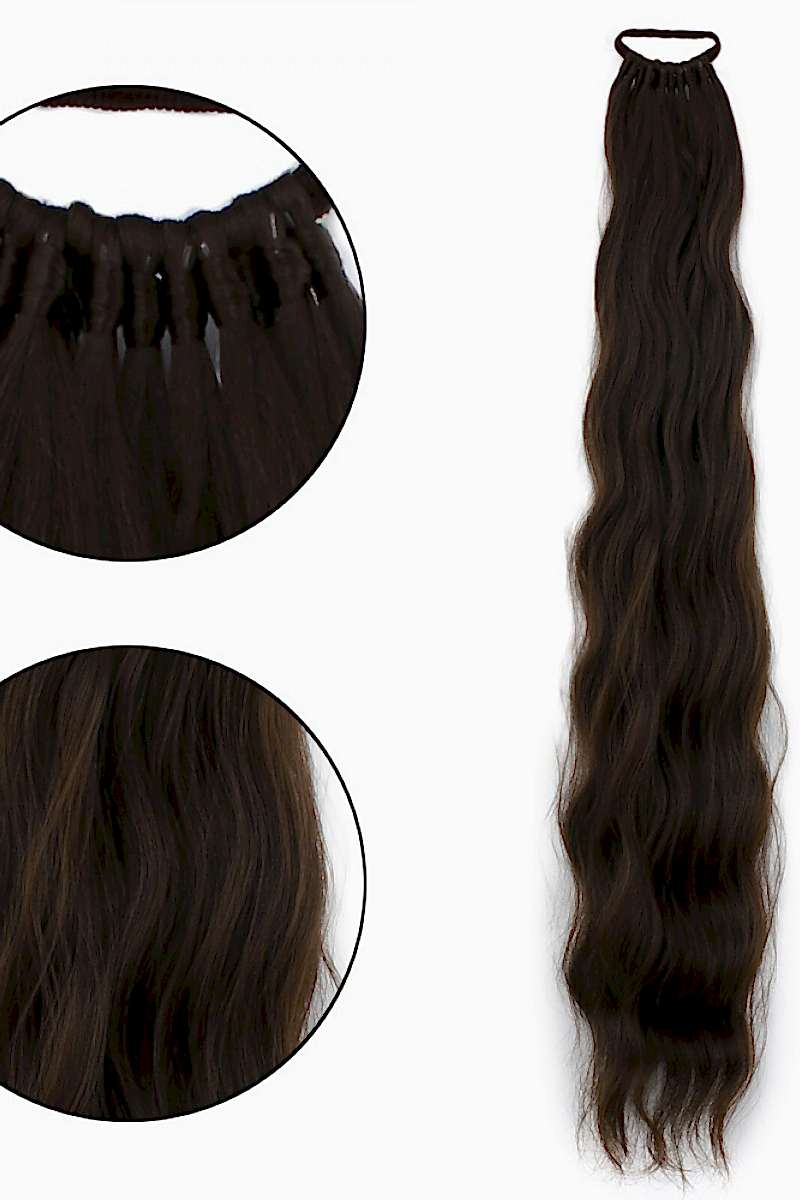 Lastikli Su Dalgalı At kuyruğu Koyu Kumral