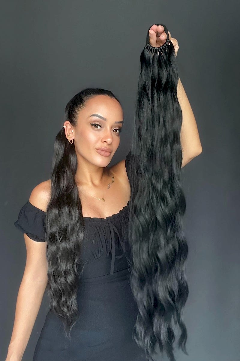 Lastikli Su Dalgalı At kuyruğu Siyah