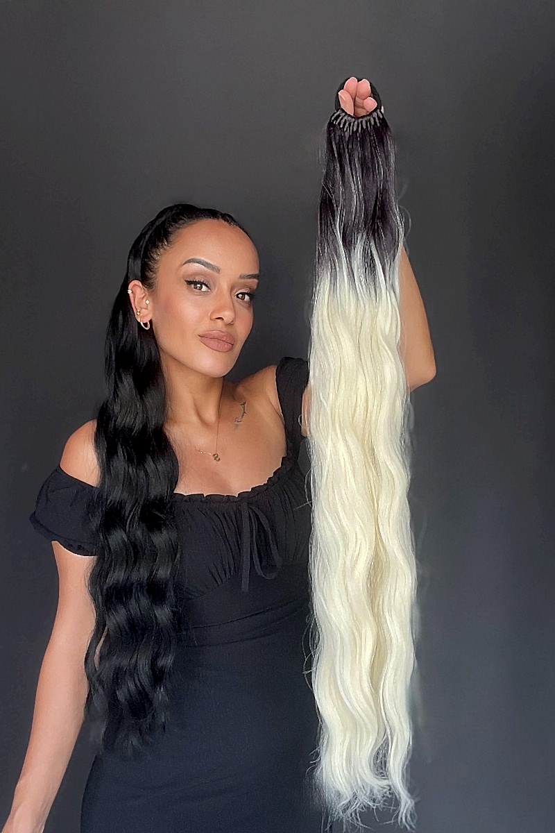 Lastikli Su Dalgalı At kuyruğu Siyah Platin