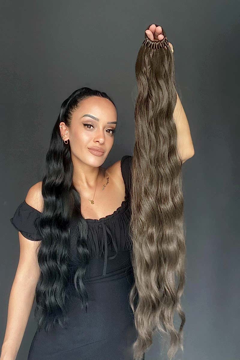 Lastikli Su Dalgalı At kuyruğu Koyu Kumral