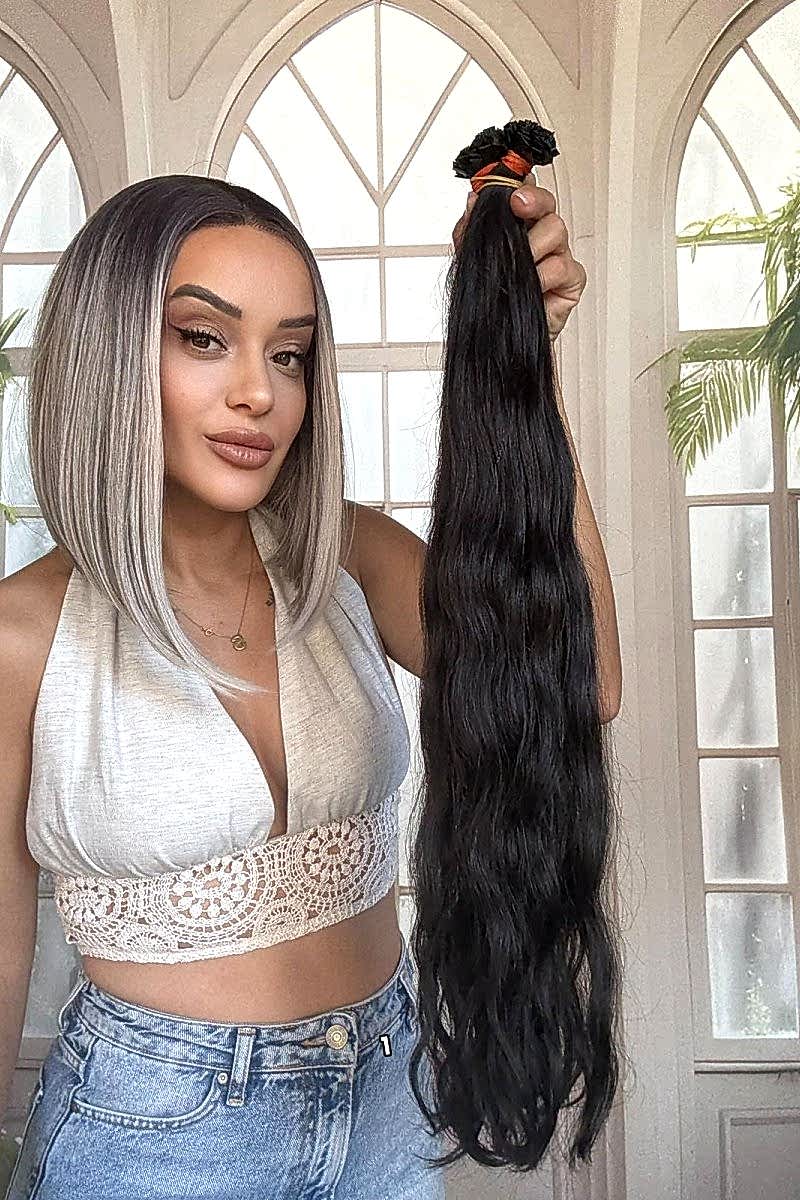 250 adet Yıka çık doğal dalgalı Mikro Kaynak  60-65cm