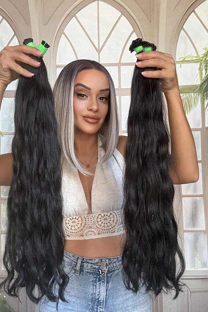 250 adet Yıka çık doğal dalgalı Mikro Kaynak  60-65cm