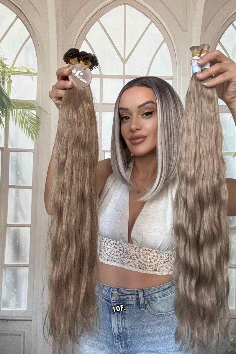 250 adet Yıka çık doğal dalgalı Mikro Kaynak  60-65cm