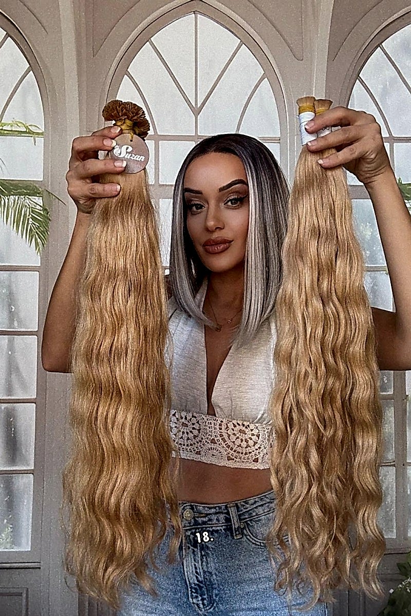 250 adet Yıka çık doğal dalgalı Mikro Kaynak  60-65cm