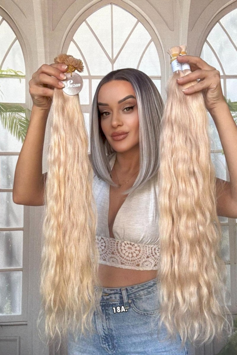 250 adet Yıka çık doğal dalgalı Mikro Kaynak  60-65cm